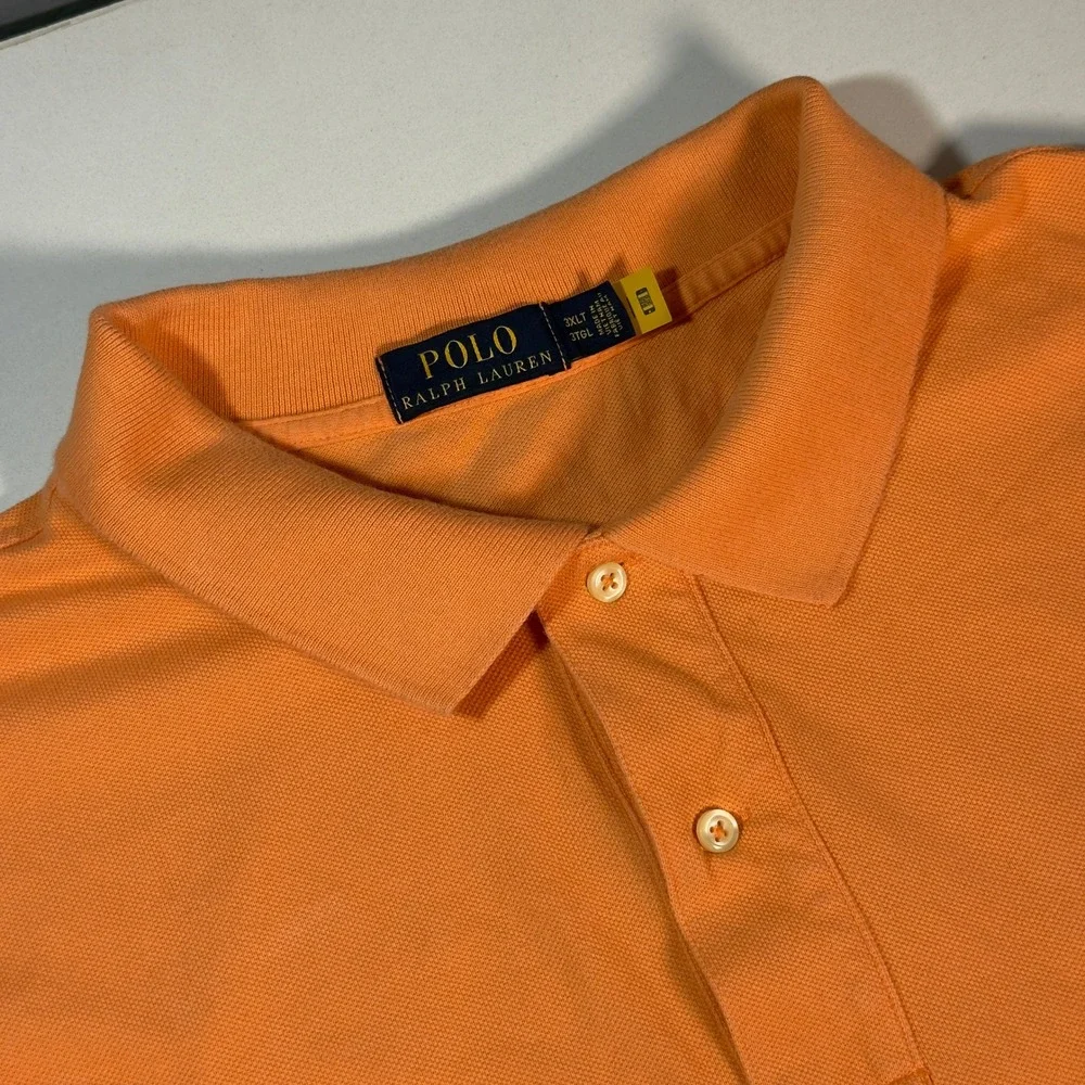 Polo Ralph Lauren Polo Shirt Mens 3XLT Orange Excellent Triple Pony Big Tall Y2K